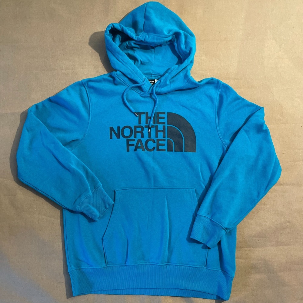 North Face Men's Hoodie Size L Blue Logo Oversized Gorpcore Outdoors Hiking